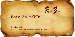 Raiz Zoltán névjegykártya