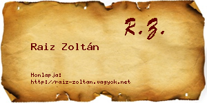 Raiz Zoltán névjegykártya